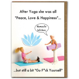 Bold & Bright - Rude Birthday Card - 'Yoga Namaste' - Hilariously Funny Cards For Women - Cheeky Cards For Her Girls Ladies Friends - Novelty Humour Cards
