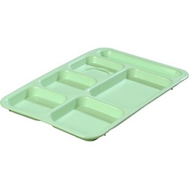 Carlisle FoodService Products P614R09 Right-Hand 6-Compartment Polypropylene Tray, 10" x 14", Green