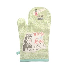 Single Oven Mitt - 100% Cotton Outer - 10+ Designs to choose from - Kitchen Essential - Gift Idea for Chef - Unisez - fun Patterns & Pictures (Vintage Made with Love)