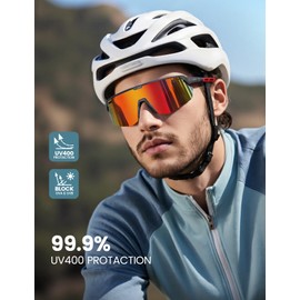 Lamicall Polarized Cycling Sunglasses for Men Women - [24g Ultra-Light] UV400 Protection Sports Glasses for Running Driving Hiking Ski with TR90 Frame, Adjustable Nose Pad & Bendable Temples - Red