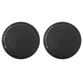 Septe Car Cup Holder Coasters,Cup Holder Insert,Black Rhinestone car Accessories,Black with Black Diamond,2.75 inch 2Pcs