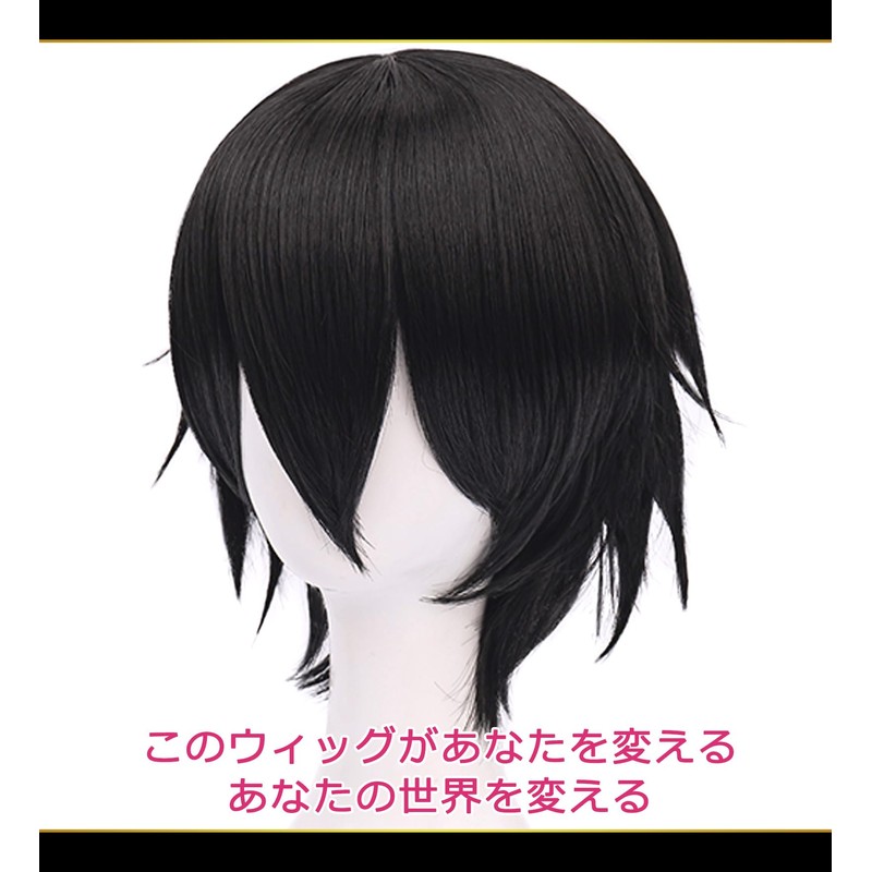 CaseEden 6057 Premium Cool Short Hair Wig, Black, Black, Black