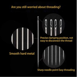 75 Pieces Self Threading Sewing Needles Set, Including 72 Needles (2 Sizes), 2 Thimbles and Scissors, Suitable for DIY Embroidery, Sewing and Craft Projects