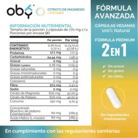 Citrato Magnesio Y Citrato Potasio | Curcuma, Extracto Platano, Acido Malico | Fórmula Premium Complex Alta Absorcion | Suplemento Alimenticio Citrate Magnesium | Vitaminas Mujer Hombre | 180 Capsulas