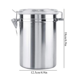 Stainless Steel Kitchen Canister 1900ml Airtight Clamp Lid, Clear Top Ideal for Kitchen Storage, Food Storage, Pantry Storage
