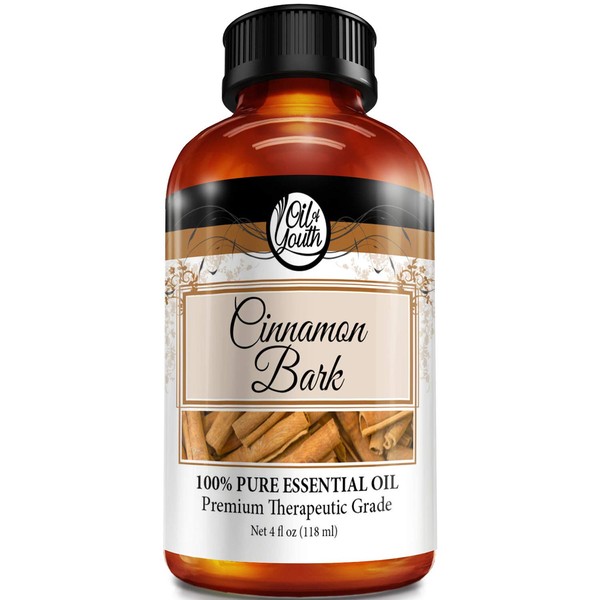 Oil of Youth Cinnamon Bark Essential Oil - Therapeutic Grade for Aromatherapy, Diffuser, Relaxation, Massage - Dropper - 4 fl oz