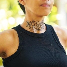 Neck Ornament Flowers Tattoo - Flowers Temporary Tattoo/Woman Temporary Tattoo/Floral Tattoo/Viking