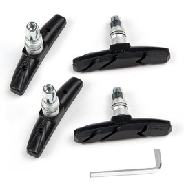 Bicycle Brake Shoes V Brake Pads Set of 4 70mm Bicycle Cross Bike Mountain Bike Brake Shoe Set All Weather V-Brakes Noise Reducing Durable with Hex Wrench