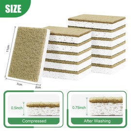 12 Pack Kitchen Sponge, Dish Sponges Kitchen, Natural Kitchen Sponges, Environmentally Friendly and Odorless, Suitable for Tableware, Kitchen, Bathroom, and Household Use