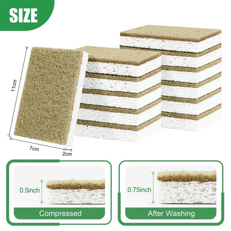 12 Pack Kitchen Sponge, Dish Sponges Kitchen, Natural Kitchen Sponges,