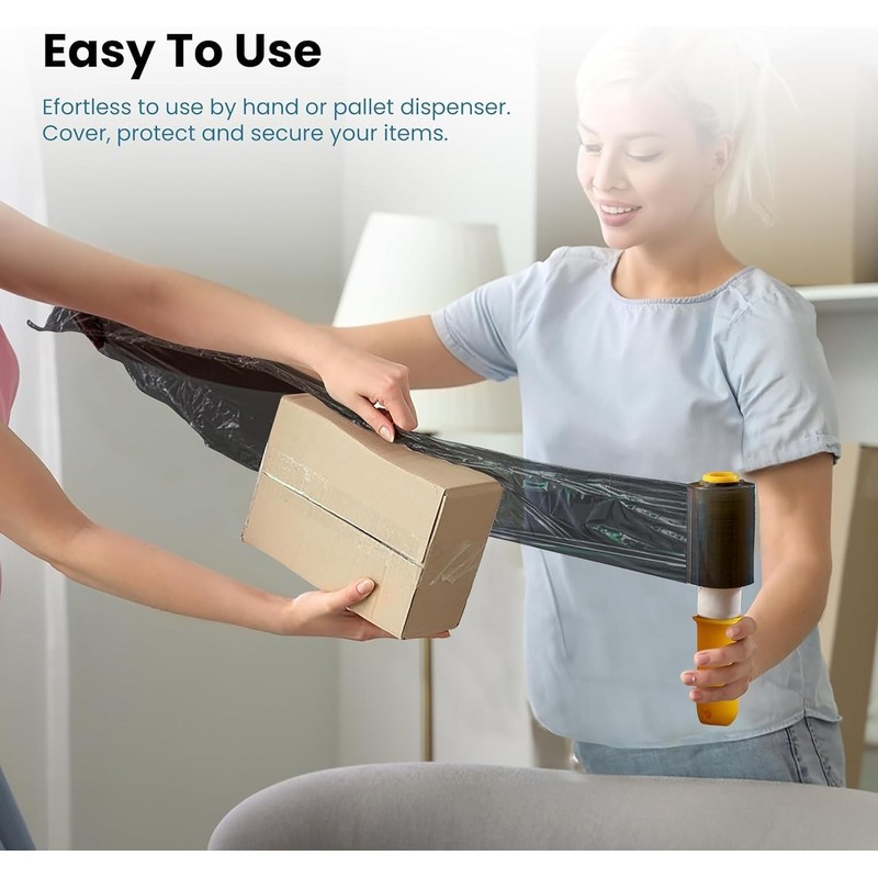 UK SUPPLIES LIMITED 3 Rolls, Black Mini Stretch Shrink Wrap