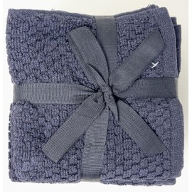 Violet Linen Zero Puff Bump Texture Pattern, 100% Extra Soft Zero Twist Finest Cotton, Soft and Absorbent, Black, 12-inch x 12-inch, Square, Luxurious Washcloths Set - Pack of 12