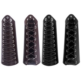 HHCSVJHS 2pairs Unisex Adjustable Medieval Leather Arm Guards - Renaissance Costume Accessory, Vintage Battle Attire (2 Pairs CS)