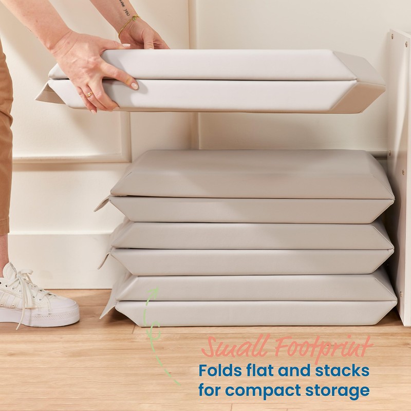 ECR4Kids SoftZone Play Patch Toy Bins, Beginner Playset, Light Grey,