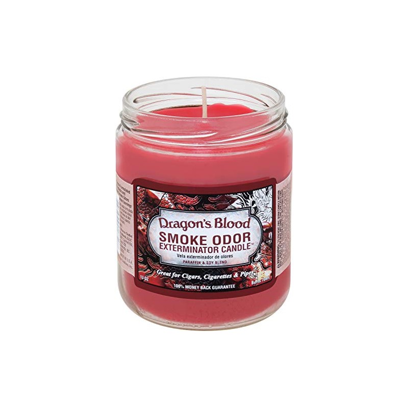 Smoke Odor Exterminator 13 oz Jar Candles Dragon's Blood, (2)