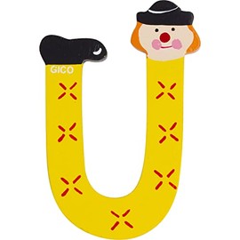 Wooden Letters Name Children's Room Large Decoration for the Door, Funny Clowns, A-Z, Height Approx. 9 cm, Wooden Letter 7361 (U)