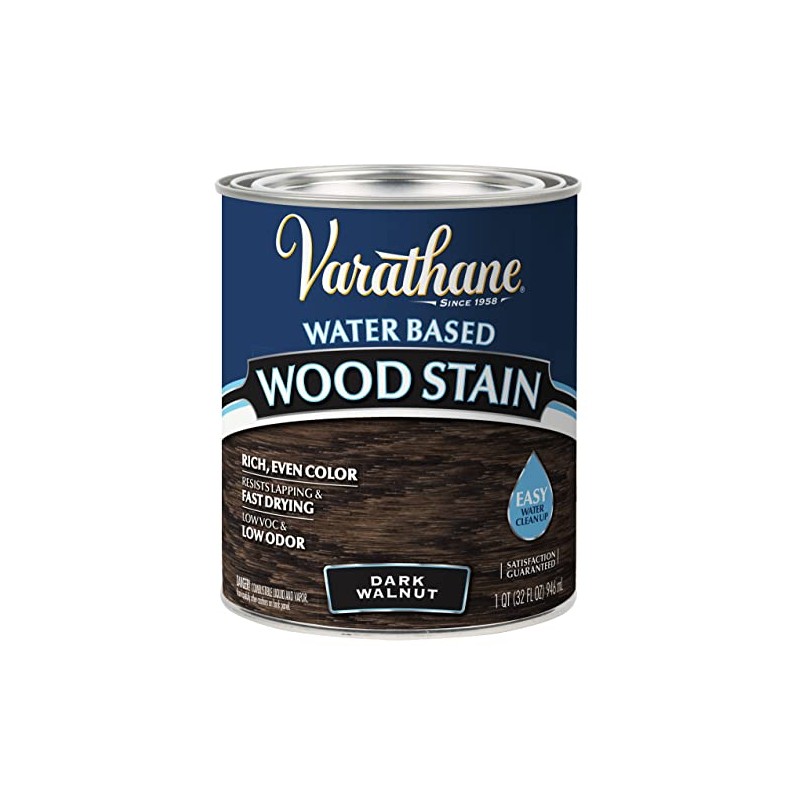 Varathane 381119 Water Based Wood Stain, Quart, Dark Walnut