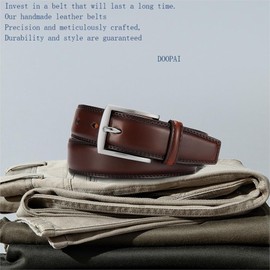 DOOPAI Mens Dress Belt - Genuine Leather Dress Belts For Men,Casual Suit Jeans Belt-Single Prong Buckle british tan belt