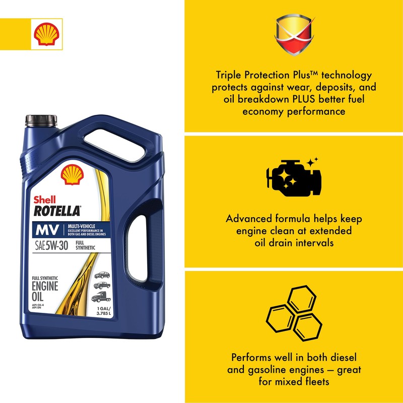 Shell Rotella 550046251 T6 Full Synthetic Multi-Vehicle 5W-30 Diesel Engine
