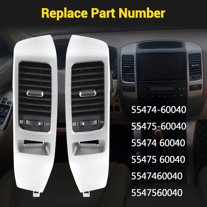 2pcs Center A/C Dash Air Vent Trim Panel With Grille,