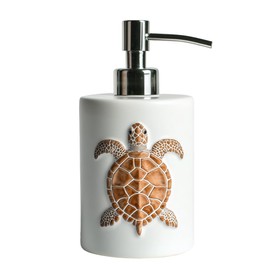 CHOOLD Ceramic Sea Turtle Dispenser with Plastic Pump, Refillable Lotion Soap Container, Lotion Bottle, Hand Soap Dispenser, Rust Brown