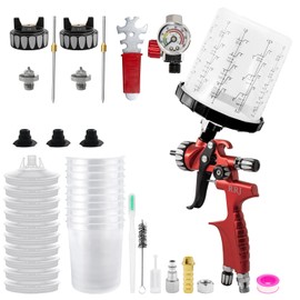 RRJ HVLP Spray Gun Premium Kit R300, 600ml Mixing Cup& 10x Disposable Cups, Paint Gun Automotive with 1.3/1.7mm Nozzles, Paint Guns for House Painting, Car, Furniture, Fence, Varnish& Top Coat
