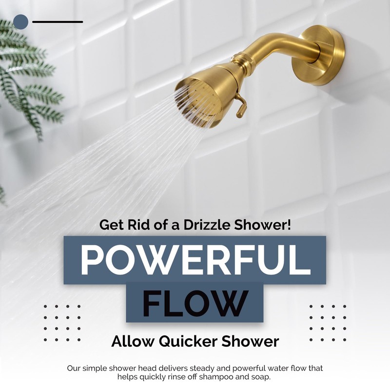 Angle Simple High Flow Shower Head, Brass Shower Sprayer for