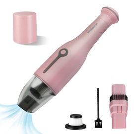 HAUSHOF Handheld Vacuum, Cordless Car Vacuum Cleaner 8000PA/12000PA 2 Modes with Cleaning Brush, Rechargeable Portable Mini Vacuum for Car, Home and Pet(Pink)