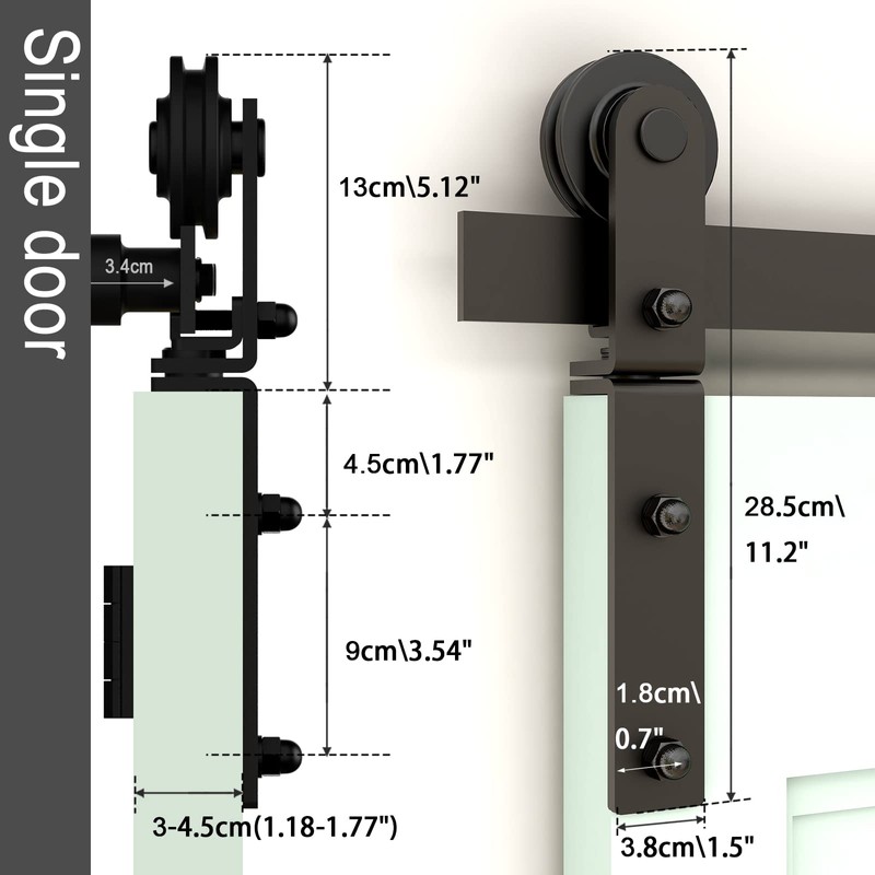 CCJH 4FT/48'' Bi-Folding Barn Door Hardware Sliding Track kit for