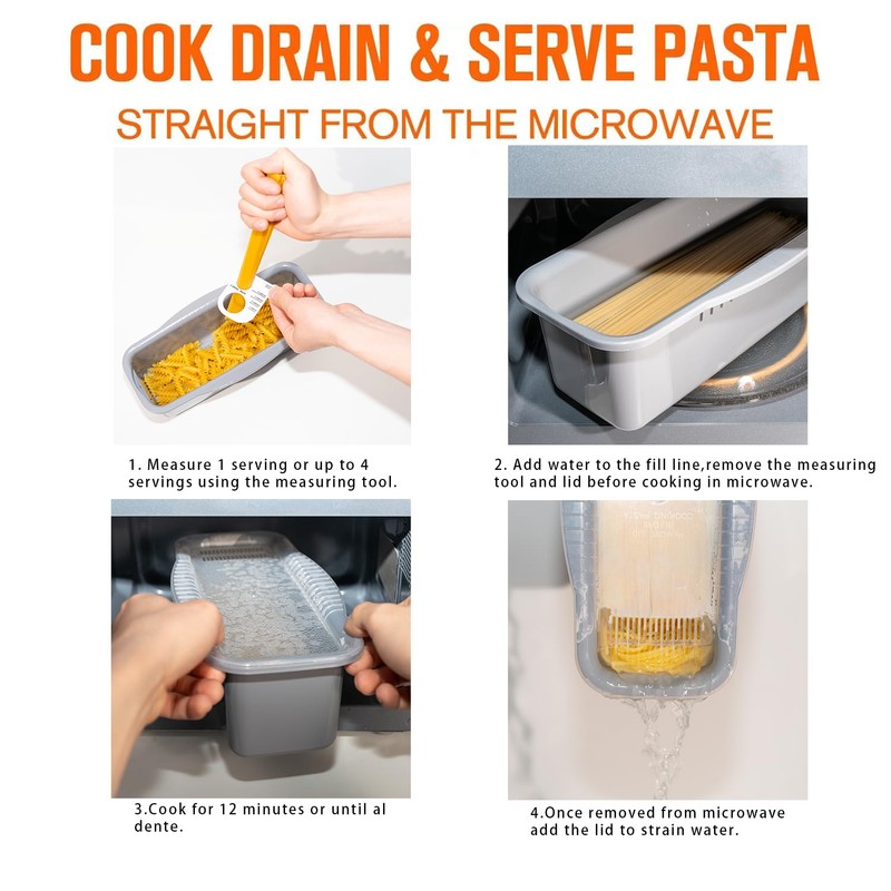 Microwave Pasta Cooker with Built-in Portion Tool – BPA-Free, Non-Stick
