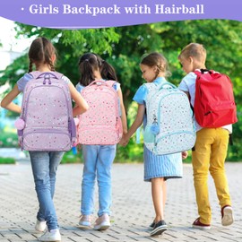 Dafelile Girls Backpack for Elementary Kids Backpack Shiny Glitter School Bookbag for Girls 3 in 1 Set with Lunch Box Glitter Star