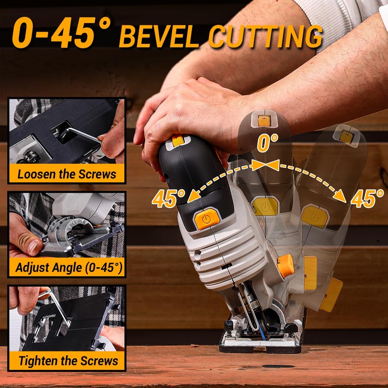 Jig Saw Cordless Electric Tool: DEKOPRO 20V Power Jigsaw with