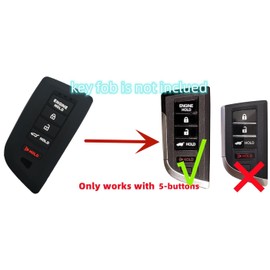 UOKEY Silicone Smart Push Start Key Fob Cover Compatible with 2022 2023 Acura MDX KR5TP-2 RDX MDX Integra (5 Buttons, 2 Black with red)