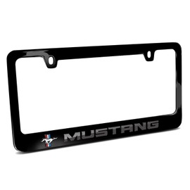 iPick Image Made for Ford Mustang in 3D Dark Gray Letters on Black Metal License Plate Frame