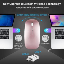 Wireless USB C Mouse for MacBook Air Surface Pro iMac Mac Book, Wireless Bluetooth Type C Mouse Compatible with MacBook Pro/Mac Pro