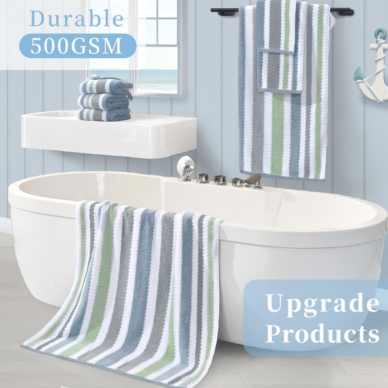 Waffle Washcloths for Bathroom, Striped Wash Cloths 6 Pack 13"x13"