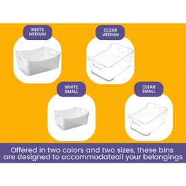 YBM HOME Storage Bins - Open Plastic Organizers and Storage Basket for Kitchen Pantry Organization, Under Sink Bathroom Storage, Toy Baskets, Food Storage Box Containers (Medium - 12 Pack, Clear)