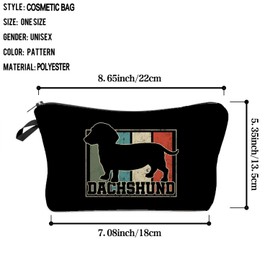 Livel lhood Dachshund Dog Cosmetic Bag Cute Small Dachshund Logo Makeup Bag Travel Toiletry Zipper Pouch Puppy Present for Dog Lovers Dachshund Mom Women