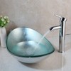 Washly Bathroom vessel sink, Artistic Tempered Glass Oval Vessel Sink
