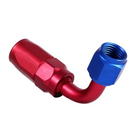 TKSE AN6 Racing Oil/Fuel Line Hose End Swivel Male Fitting Adapter Fuel Line Hose End Color Blue & Red Anodized (90°)