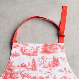 Maison d' Hermine Winter Jouy 100% Cotton 1 Piece Kitchen Apron with an Adjustable Neck & Hidden Centre Pocket with Long Ties for Women | Men | Chef | Thanksgiving/Christmas 70 cm x 85 cm