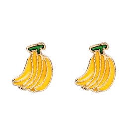 VEINTI+1 New Summer Jewelry Creative Funny Lifelike Fruits Earrings Ear Studs for Women(Banana)