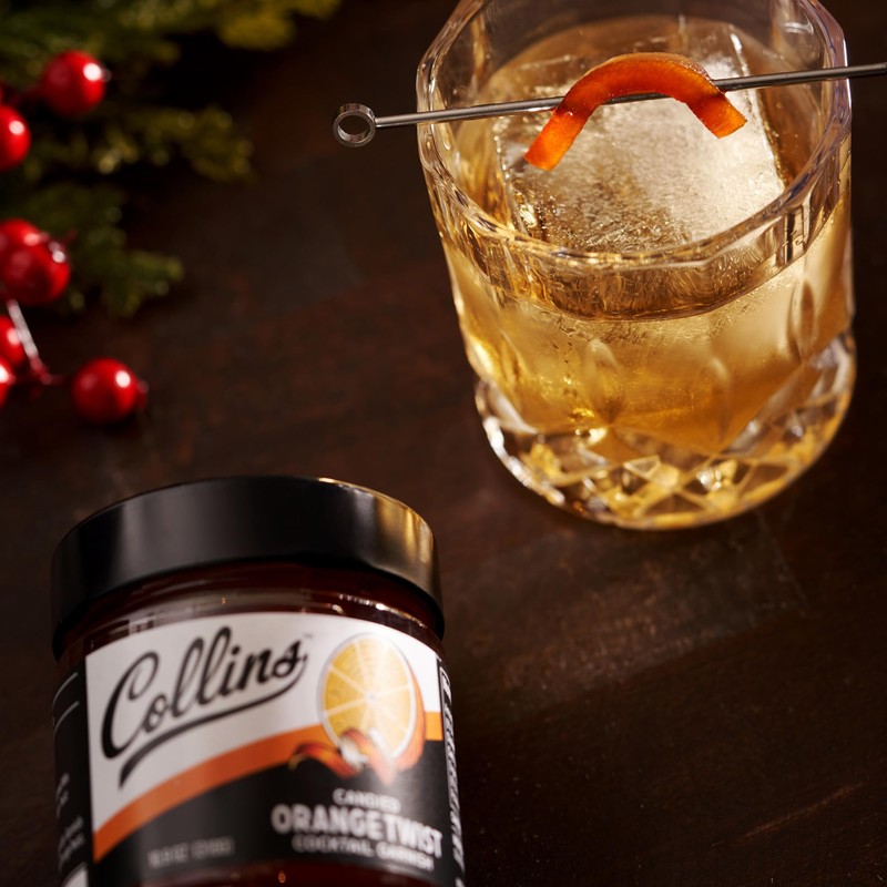 Collins Candied Fruit Orange Peel Twist in Syrup, Popular Cocktail