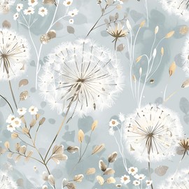 Nukofal Floral Wallpaper Peel and Stick Dandelion Wallpaper Floral Contact Paper 16.9"x590.5" Vintage Flower Contact Paper Boho Self Adhesive Removable for Bedroom Cabinets Decorative Wall Vinyl