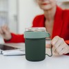 Taza de Desayuno Portátil con Tapa y Cuchara, Verde, Plástico