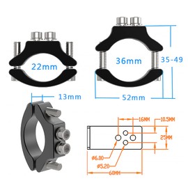 Biqing 2PCS Motorcycle Tube Clamp Mounting Bracket, Motorcycle Headlight Fog Light Spotlight Mounting Clamp Roll Bar Bumper Holder 22mm-36mm Adjustable Extension Pole Bracket
