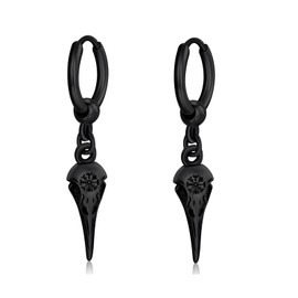 Viking Earrings for Men 925 Sterling Silver Raven Skull Earrings Rune Viking Amulet Jewellery for Men Women Sterling Silver, Sterling Silver, None