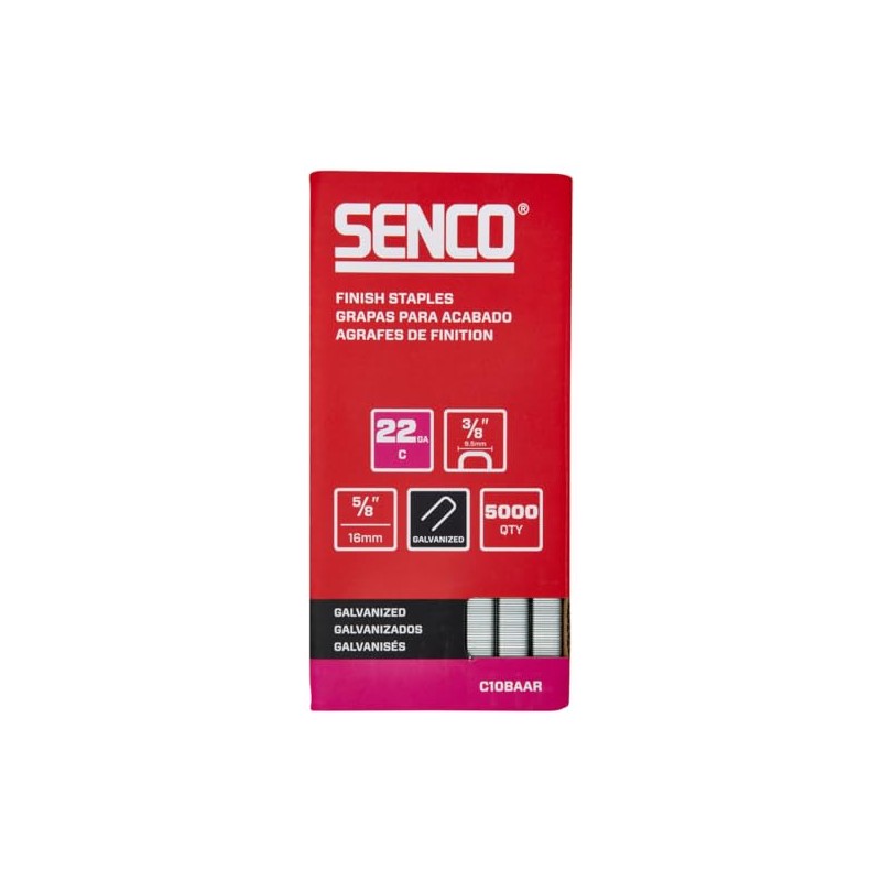 SENCO C10BAAR 5/8" 22 Gauge 3/8" Crown Collated Finish Staples,