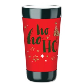 Mugzie 16-Ounce Tumbler Drink Cup with Removable Insulated Wetsuit Cover - Ho Ho Ho