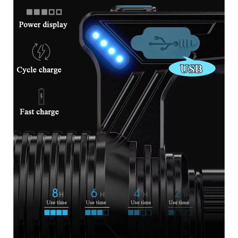9900000LM Most Powerful 8 Modes LED Torch USB Rechargeable Flashlight